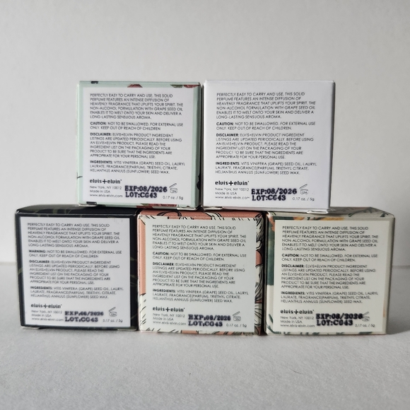 Elvis + Elvin Solid Perfume 5 Pack Set - Bamboo, Peony, Magnolia, Rose - Picture 5 of 12